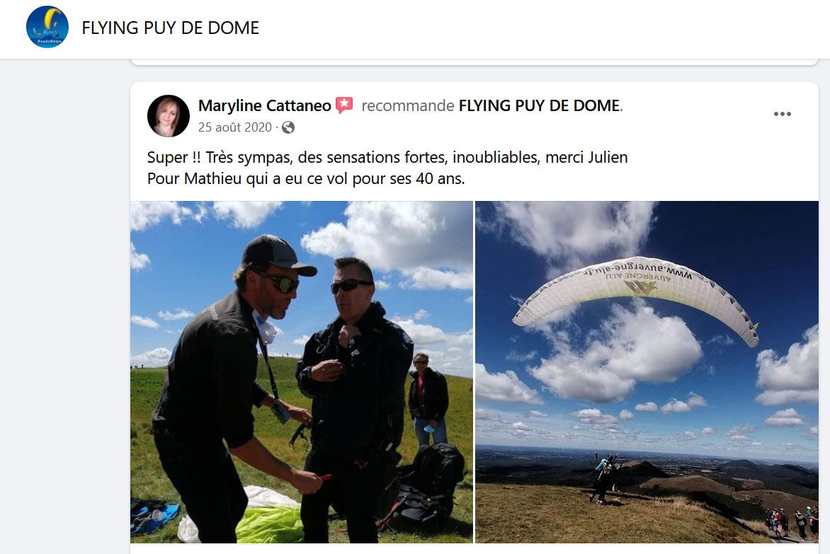 Avis Bapteme Parapente Flying Puy De Dome