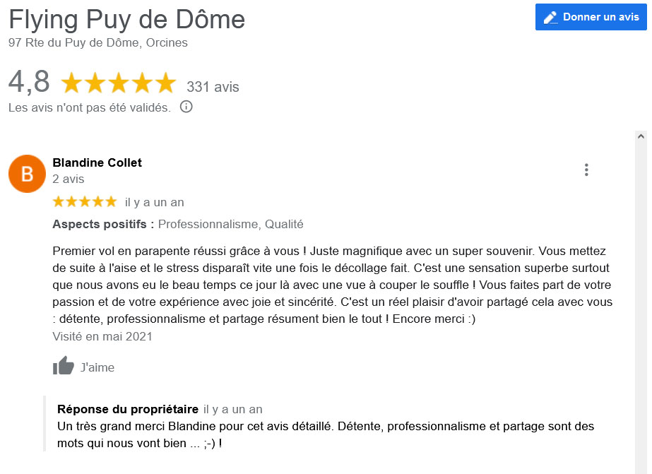 Avis Biplace Parapente Flying Puy De Dome Google Blandine