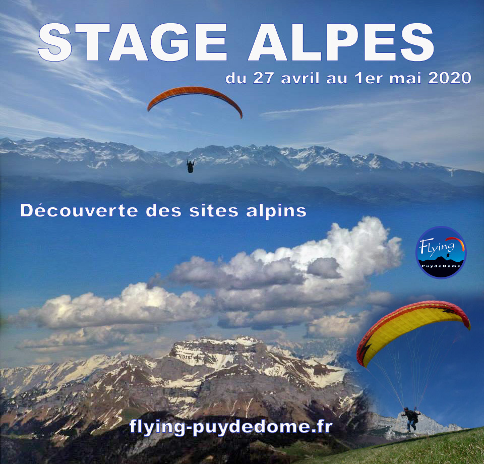 stage voyage parapente alpes printemps 2020 ecole flying puy de dome